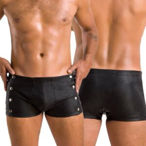 Zwarte lederlook Heren short, PA048