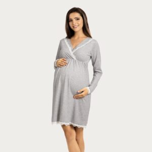 Lupoline Zwangerschapsjurk / Voedingsjurk Grey lange mouw