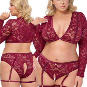 * COTTELLI Rood kanten top en ouvert slip, CC2251353