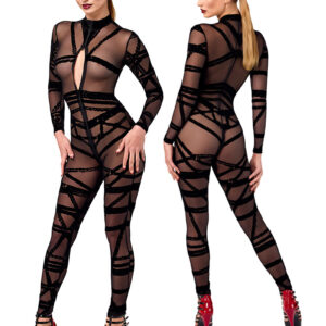 * NOIR handmade Bondesque Catsuit Shibari Tule, F357