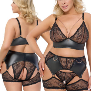 * COTTELLI Zwart kanten set met kettinkjes, CC2215381