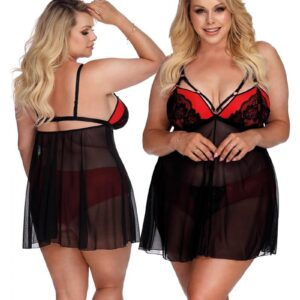 * ANAIS APPAREL Zwart rode babydoll,AN-Arcadia