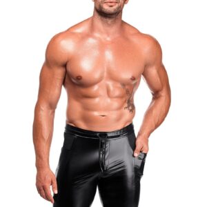 * NOIR handmade Powerwetlook Short met mesh details, H089