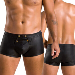 * PASSION MENSWEAR Zwarte lederlook Heren short, PA050