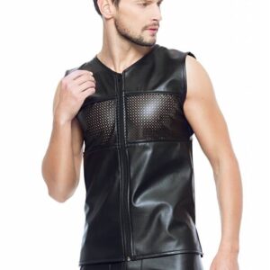 * Code8 by XXX COLLECTION Eco-leder mouwloos shirt met zwarte bies (XS-S)