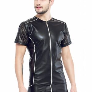 * Code8 by XXX COLLECTION Eco-leder shirt met Mesh mouwen (XS-S)