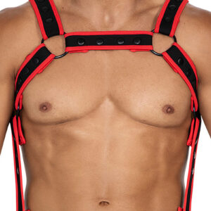 * CUT4MEN Zwart/Rood Neopreen borstharnas05