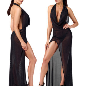 * NOIR handmade Onyx Liquid Lange Jurk, F373