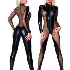 * SARESIA Zwart wetlook catsuit ,SA18254 (S)
