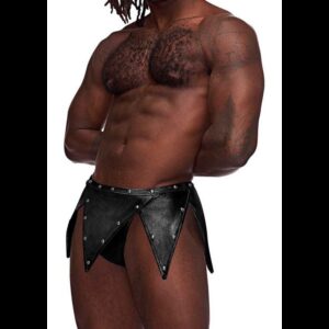 Male Power Eros - Gladiator Kilt Ontwerp met een Aangekleed Thong - S/M - Zwart