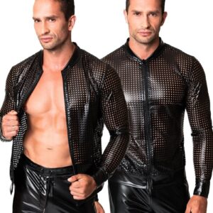 * NOIR handmade Wetlook herenjack geperforeerd, H076