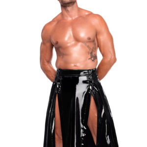 * NOIR handmade PVC herenrok met plooien en drukknopen, H091