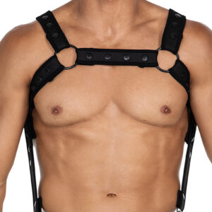 * CUT4MEN Zwart Neopreen Borstharnas05