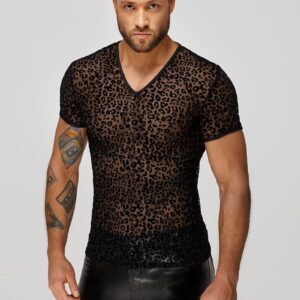 * NOIR handmade Leopard Flock Heren T-Shirt, H071