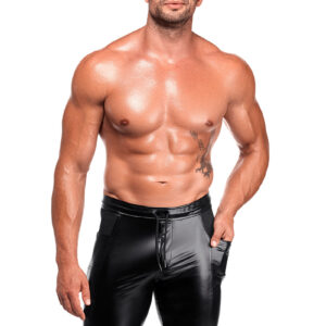 * NOIR handmade Powerwetlook Short met mesh details, H089