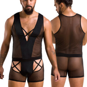 * PASSION MENSWEAR Zwarte tule Heren Set, PA054
