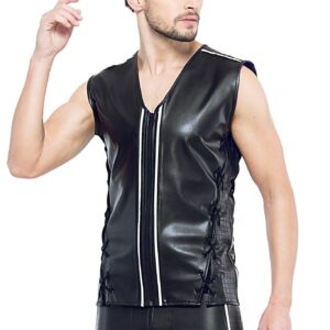 * Code8 by XXX COLLECTION Eco-leder mouwloos shirt zilver (XS-S-M|)