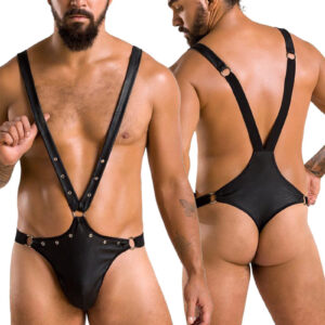* PASSION MENSWEAR Zwarte Mesh Heren stringbody, PA028