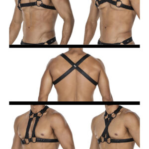 * CUT4MEN 4-way Zwart lederlook Harnas06