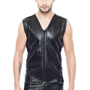 * Code8 by XXX COLLECTION Eco-leder mouwloos shirt Zwart (XS-S-M)