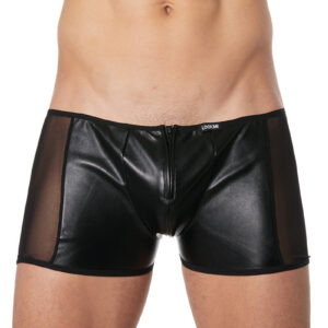 * LOOK ME Lederlook heren short met transparante zijkanten (S)