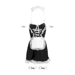 S-Line by Shots Frans Maids Kostuum - S/M - Zwart