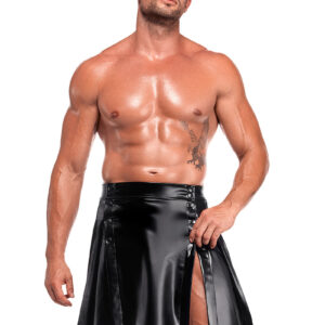 * NOIR handmade Powerwetlook herenrok met plooien, H090